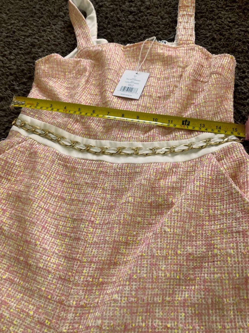 Walter Baker Paloma Tweed Romper Zip Back Pink Preppy 12 NEW $268 - Picture 10 of 16